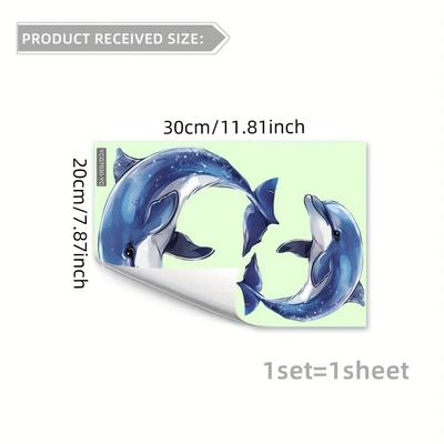TEMU -the-dark Dolphin Toilet Lid Sticker - Self-adhesive, Pvc Bathroom Decal For Toilet Decoration, Single Use, Ocean Theme Design, Bathroom Decor|nautical Theme|glossy Finish Image