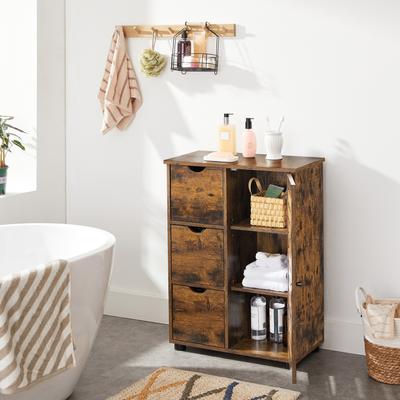 TEMU Bathroom Floor Cabinet, Wooden Storage Unit With 3 Drawers, Single Door With 2 Adjustable Shelves, For Living Room, Kitchen, Entryway, Storage Drawer Units Image