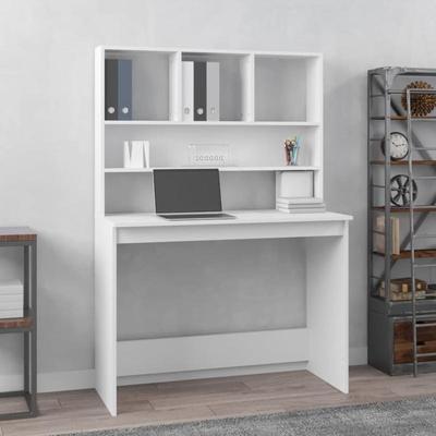 TEMU Desk With Shelf, White, 102x45x148 Cm, Wood Image