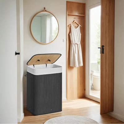 TEMU Laundry Basket With Lid, 72 L, Bamboo Laundry Collector, Removable Laundry Bag And Machine Washable, For Laundry Room Image