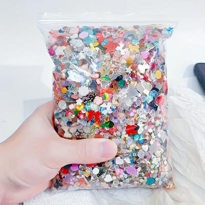 TEMU 200pcs/500pcs Mixed Color 3d Resin Nail Jewelry, Multi-shape Heart Flower Bow Shape Resin Flat Back Nail Art Jewelry, Random Design Image