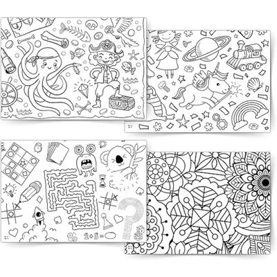 TEMU 21 Piece Table Set For Coloring Paper Gifts Filler Placemats School Sets For Students Birthday Gift Candy Bag Contents, Fun Patterns Candies Letters Numbers Chalkboard Versatile Decoration Image