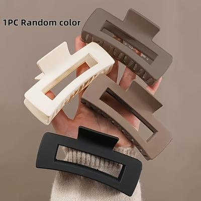 TEMU 4pcs/1pc Plastic Solid Hairpin, Retro Simple Square, Fashionable And Trendy, For Women's Thick Hair Decoration, Casual Image