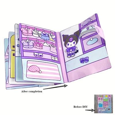 TEMU Diy Sticker Booklet - Reusable, Required, Paper Material, Featuring For My Melody & For Kuromi, Colorful Illustrations, Customizing Toys Image
