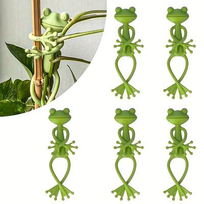 TEMU 5pcs Cartoon Frog Plant Hangers - Adorable Green , Versatile Indoor/outdoor Garden Decor For Climbing Plants, Plastic Material, Indoor Outdoor Decor | | Durable Plastic Image