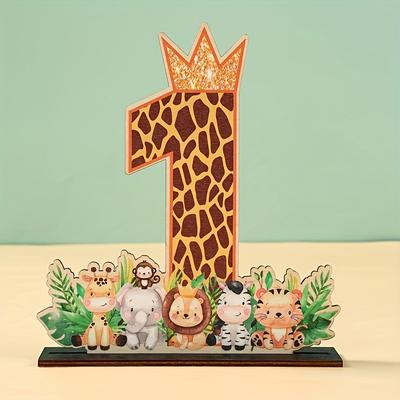 TEMU A Wooden Sign With Animal Number 1, A Giraffe Centerpiece Decoration For The Desktop, No Electricity Needed, Suitable For1st Birthday Party Decoration. Image