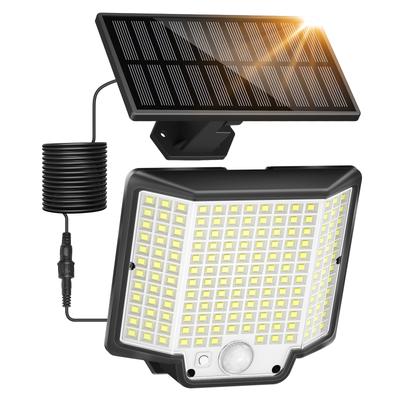 TEMU 1/2pcs 166 Leds Outdoor Split Solar Wall Lights, Solar Outdoor Lights Motion Sensor, 3 Lighting Solar Flood Lights Dusk To Dawn, Wall Lamp With Remote For Yard, Garden, Garage, Patio, Outside Image