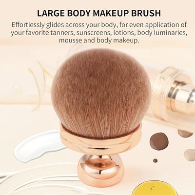TEMU Large Fluffy Makeup Brush For Blush, Foundation & Powder - Soft Nylon Bristles, Rose Golden Handle, Effortless Powder Application For All Light Beige Types Image