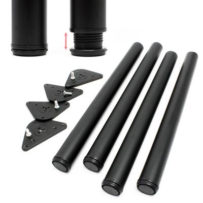 TEMU Wiltec Stainless Steel Table Leg Set, Black, 4 Furniture Feet Ø 60 Mm With Adjustable Length 710-740 Mm, Load Capacity Up To 200 Kg Image
