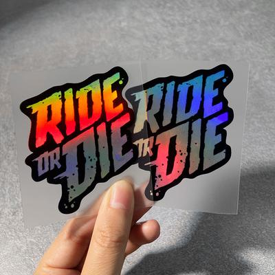 TEMU 2pcs Ride Motorcycle Stickers - Waterproof Scratch Protection Decals For Bikes & Road Bicycles, Customizable Outdoor Enthusiast Gear, Gradient Blue To , Motorcycle Accessories Image