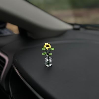 TEMU Sunflower Car Dashboard & Window Trim - Cute Creative Car Interior Accessories, Dashboard Trim Image