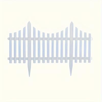 TEMU 8pcs Durable Plastic White Garden Fence - 8ft Landscape Edging Stakes For Lawn, Flower Beds & Garden Decor, Outdoor Yard Fencing, Plant Border , Fall Decorations, Garden Fence For Yar Image