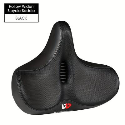 TEMU West Biking Unisex Adult Black Fur Bicycle Seat Cushion, Extra Wide Foam, Universal, Convenient Widened, For Valentine's Day Image