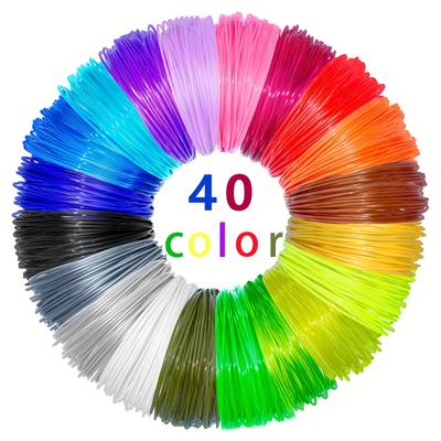TEMU 40 Color Pla Wire For 3d Pencil, 1.75mm Diameter, 118.11 Inches Per Strand, Total 4724.5 Inches, Random Color, Plastic Material, No Electricity Needed Image