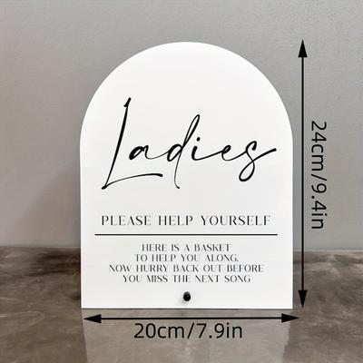 "TEMU 2d Flat, Contemporary Acrylic Wedding Bathroom Sign With Holder - " Yourself" Hospitality Basket Decor, Battery-free Tabletop Sign For Wedding Receptions & Events, Bathroom Decor And Accessories" Image