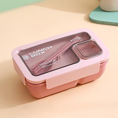 TEMU Portable Lunch Box Set Suitable For Microwaving, Ideal For Students And Office Workers To Heat Meals, Featuring A And Includes Utensils. Image