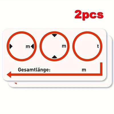TEMU 2pcs Pvc Vehicle Size Labels In German - Car/truck Self-adhesive Safety Stickers With Vehicle Size Information (length X Width X Height X Weight) - Glossy, Disposable Seal, 3.9x2 Inches Image