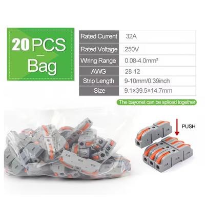 TEMU /50/100pcs Lever Wiring Connectors Fast Compact Splicing Electrical Connector Butt To 1 Inline Wire Connector Connect 28-12 Awg Image