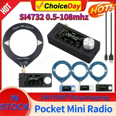 Neues SI4732 0,5-108 MHz Pocket Mini Radio LSB USB AM FM All Band Radio Receiver mit Antenne FM/AM Radio HF SW MW VHF Radio