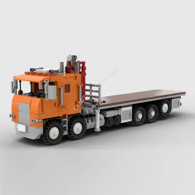 841PCS MOC Stadt Transport 10x4 Flachbett Kran Dump Anhänger Modell Bausteine Ziegel DIY Kreative Image
