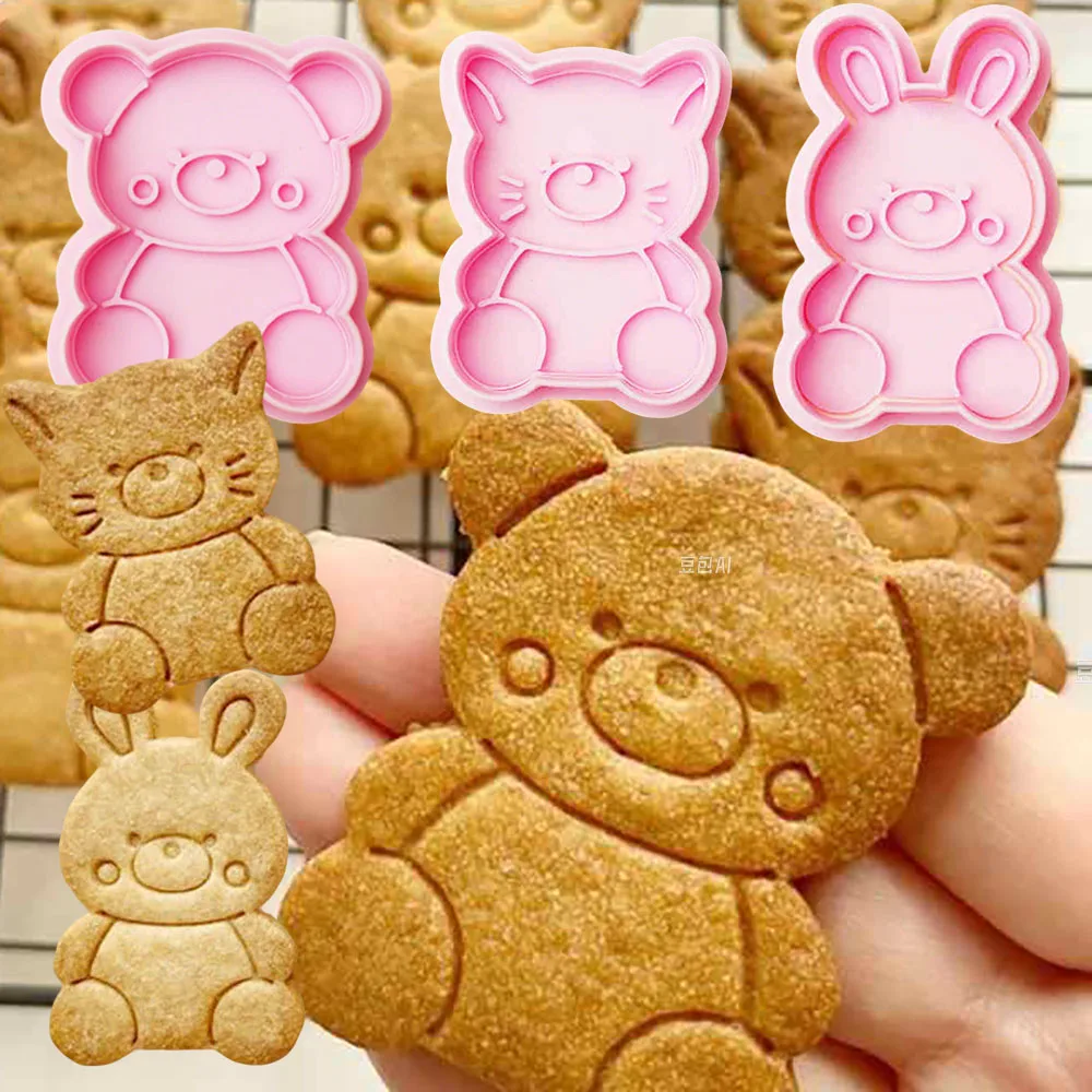 Süße Bär Kaninchen Katze Keksform 3D stereoskopische Pressen Ausstechformen Image