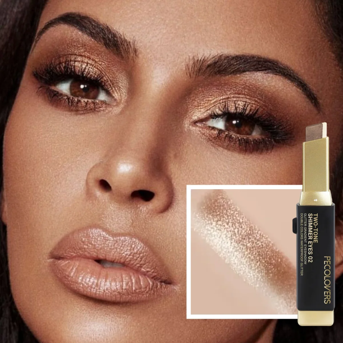 Doppelte Farbe Lidschatten Stick Highlight Shadow Stick Augen Make-up Wasserdicht Dauerhaft Schimmer Metallic Lidschatten Make-Up Image