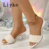 Liyke Größe 36-42 Frauen Sommer Party Hausschuhe Mode Weiße Perle Designer Sandalen Weibliche Schuhe