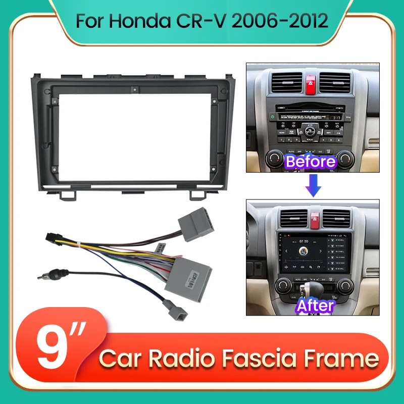 9'' Auto Radio Stereo Fascia 2Din Rahmen Für Honda CRV CR-V 3 RE 2006-2012 Panel Dash Player kabel Adapter Canbus Dash Fascia Kit