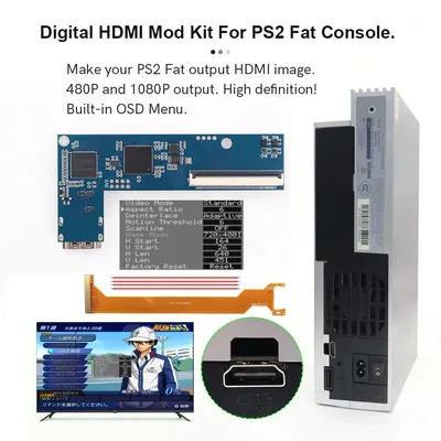 Hispeedido PS2 Fat Digital HDMI MOD Kit Digital zu Digital HDMI Mod Kit für PS2 Fat Console Image