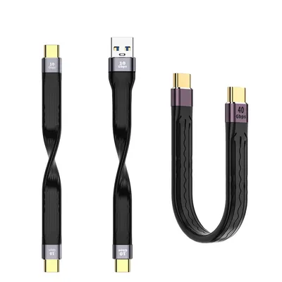 ANKNDO Kurzes, flaches USB-C-3.1-Kabel, 0,4 Fuß, USB-Typ-C-auf-C-Ladekabel, unterstützt 100 W Image