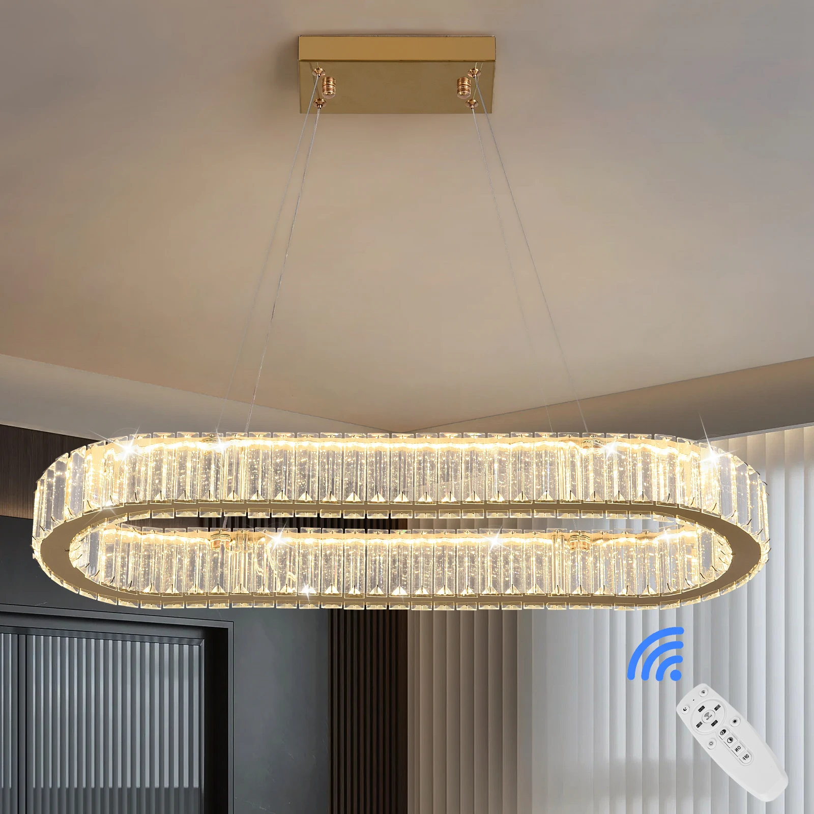 Kristall Led Anhänger Licht Moderne Kronleuchter Decke Lampe Innen Luxus Wohnkultur Dimmen RC Glanz Wohnzimmer Esszimmer Leuchten