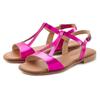 Sandale LASCANA "Sommerschuh", Damen, Gr. 38, pink, Obermaterial: 100% Rindsleder. Decksohle: 100% Textilmaterial. Laufsohle: 100% Synthetik, unifarben, metallic, feminin, Schuhe, aus Leder im Metallic-Look, Sandalette, Sommerschuh