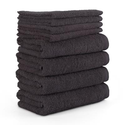 Handtuch Set MÖVE "Superwuschel 100% Premium Cotton Baumwolle", grau (dunkelgrau), 8 tlg., Walkfrottier, Walkfrottier, Obermaterial: 100% Baumwolle, Handtuch-Sets, Made in Germany, Handtuch Set mit Bordüre, einfarbig, weich Image