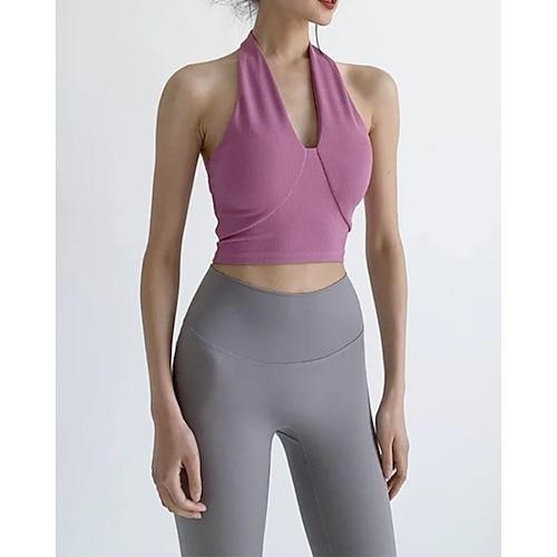 Damen BH-Oberteil Neckholder BH-Top Bequem Atmungsaktiv Einfach Sport Sportkleidung Schwarz Weiß Yoga Fitness Leger