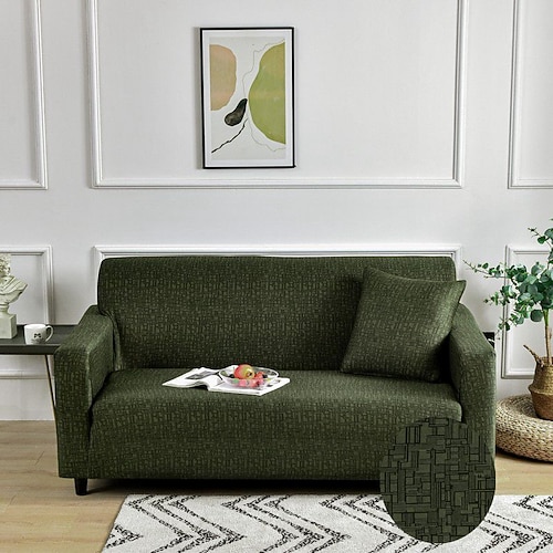 Stretch-Sofabezug, Schonbezug, Jacquard, elastisch, Sofagarnitur, Sessel, Loveseat, 4- oder 3-Sitzer, L-Form, grau, botanische Pflanzen, weich, strapazierfähig, waschbar Image