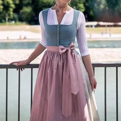 Karneval Oktoberfestbier Kostüm Kleid Dirndl Trachtenkleider Oktoberfest / Bier Bayerisch Wiesn Wiesn Damen Stoff im traditionellen Stil Kleid Schürze Image