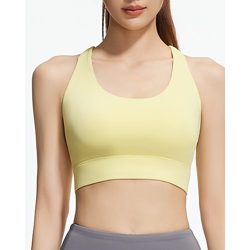 Damen BH-Oberteil Runden BH-Top Überkreuzter Rücken Bequem Atmungsaktiv Netz Einfach Sport Sportkleidung Schwarz Weiß Yoga Fitness Leger Image