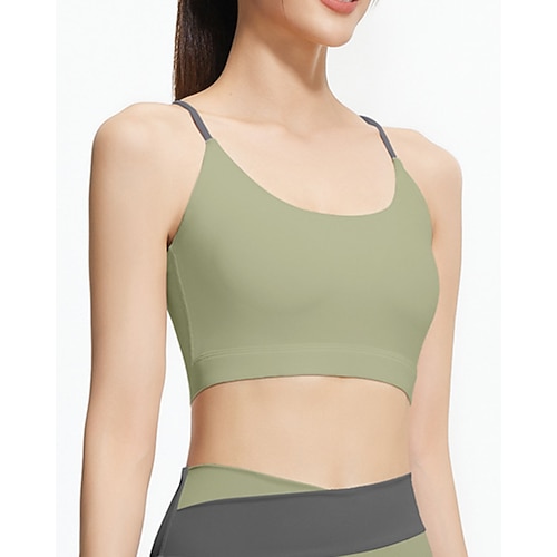 Damen BH-Oberteil Spaghettiträger BH-Top mit Trägern am Rücken Bequem Atmungsaktiv Netz Farbblock Sport Sportkleidung Schwarz Weiß Yoga Fitness Leger Image