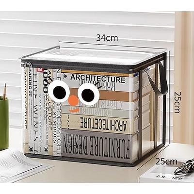 Bücheraufbewahrungstasche für Kinder und Studenten, durchsichtige, faltbare, staubdichte Organizer-Tasche für Bücher und Notizbücher, Schreibtisch-Aufbewahrungsbox für den Gebrauch zu Hause oder in Image