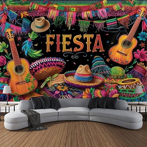 Cinco de Mayo Mexikanische hängende Wandteppich Wandkunst großer Wandteppich Wandmalerei Dekor Fotohintergrund Decke Vorhang Home Schlafzimmer Wohnzimmer Dekoration Image