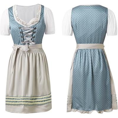 Karneval Oktoberfestbier Kostüm Kleid Dirndl Trachtenkleider Oktoberfest / Bier Bayerisch Wiesn Wiesn Damen Stoff im traditionellen Stil Hemd Kleid Schürze Image