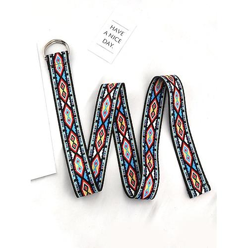 modischer Gürtel mit geometrischem Muster für Damen und Herren – farbenfroher Stoffgürtel mit verstellbarer Schlaufenschnalle – stylischer Bohème-Gürtel für lässige und festliche Anlässe