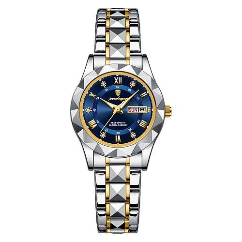 Damen Quarzuhr Armbanduhr Retro Vintage Armbanduhr LED-Hintergrundbeleuchtung Wasserdicht Edelstahlband Beobachten