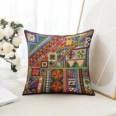 Mexikanisches Quiltmuster dekorativer Wurfkissenbezug 1PC weicher quadratischer Couchkissenbezug Kopfkissenbezug für Schlafzimmer Wohnzimmer Sofa Stuhl Image