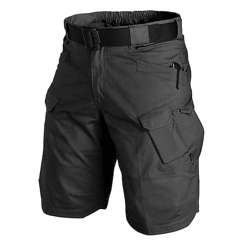 Herren Cargoshorts Wandershorts Militär Sommer Außen Normale Passform Wasserdicht Schnelltrocknend Shorts Elastischer Bund Reißverschlusstasche Schwarz Braun Jagd Klettern Camping / Wandern Image