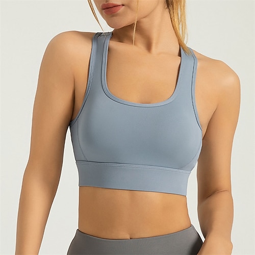 Damen BH-Oberteil Unterwäsche BH-Top Racerback Bequem Atmungsaktiv Stoßfest Einfach Sport Sportkleidung Hellblau Schwarz Yoga Fitness Leger