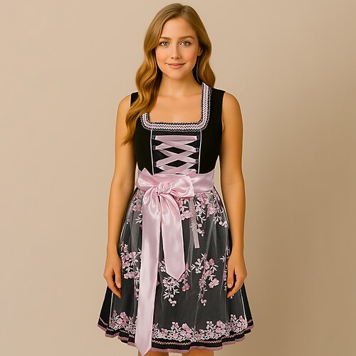 Oktoberfest Kleid Outfits Dirndl Bayerisch Dienstmädchen Deutsch München Wiesn Damen Stoff im traditionellen Stil Bluse Image