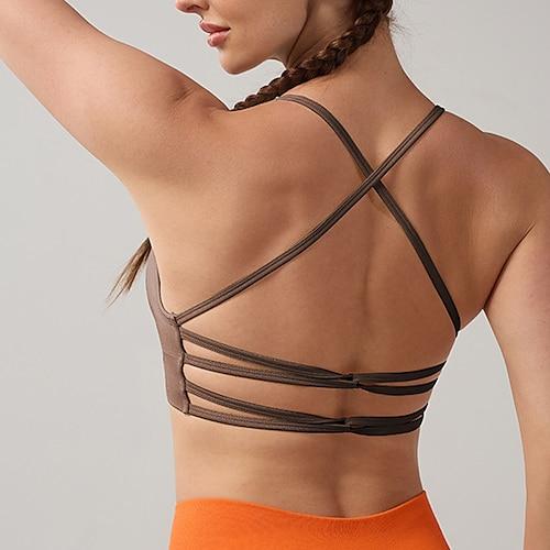 Damen BH-Oberteil Spag BH-Top Überkreuzter Rücken Bequem Atmungsaktiv Einfach Sport Sportkleidung Meerblau Gelb Yoga Fitness Leger