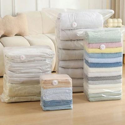 5er-Pack Vakuum-Aufbewahrungsbeutel mit Pumpe, Jumbo-Würfel-Kompressionsbeutel, große Vakuumversiegelungsbeutel für Bettzeug, Bettdecken, Decken, Kleidung, platzsparend im Schrank, transparent Image