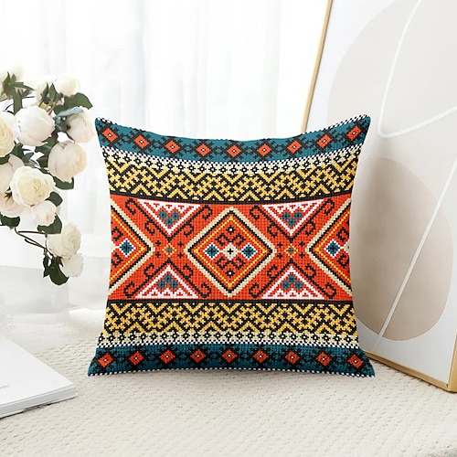 Mexikanisches Quiltmuster dekorativer Wurfkissenbezug 1PC weicher quadratischer Couchkissenbezug Kopfkissenbezug für Schlafzimmer Wohnzimmer Sofa Stuhl Image